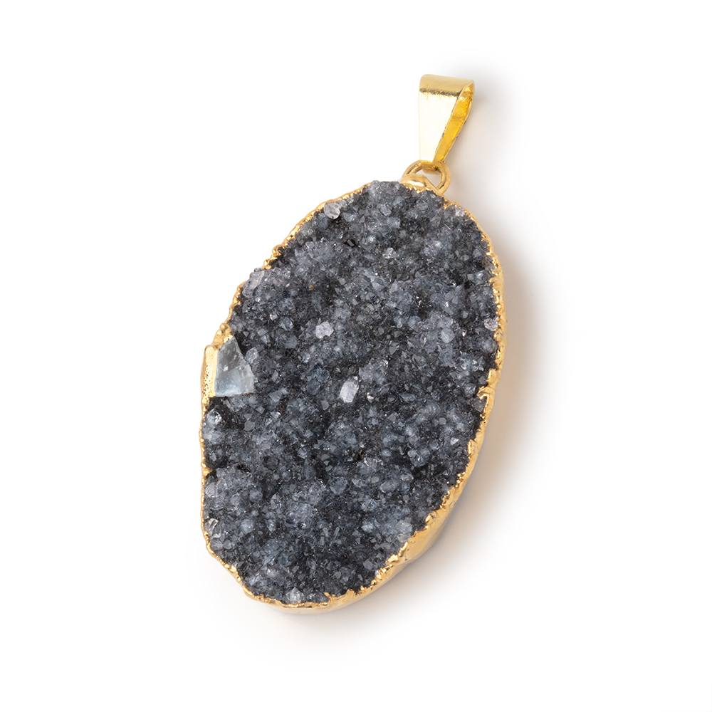 39x26mm Gold Leafed Amethyst Drusy Pendant 1 focal piece