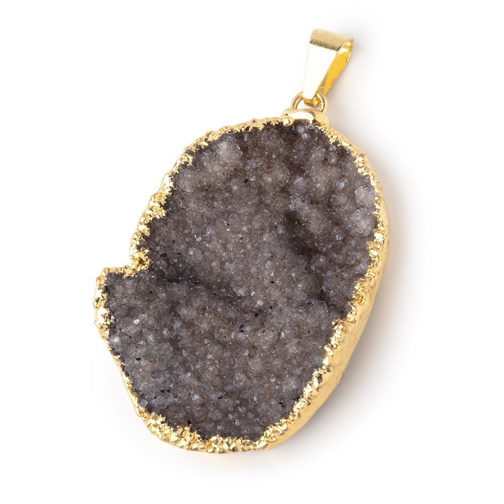 39x28mm Gold Leafed Chestnut Brown Drusy Pendant 1 focal piece