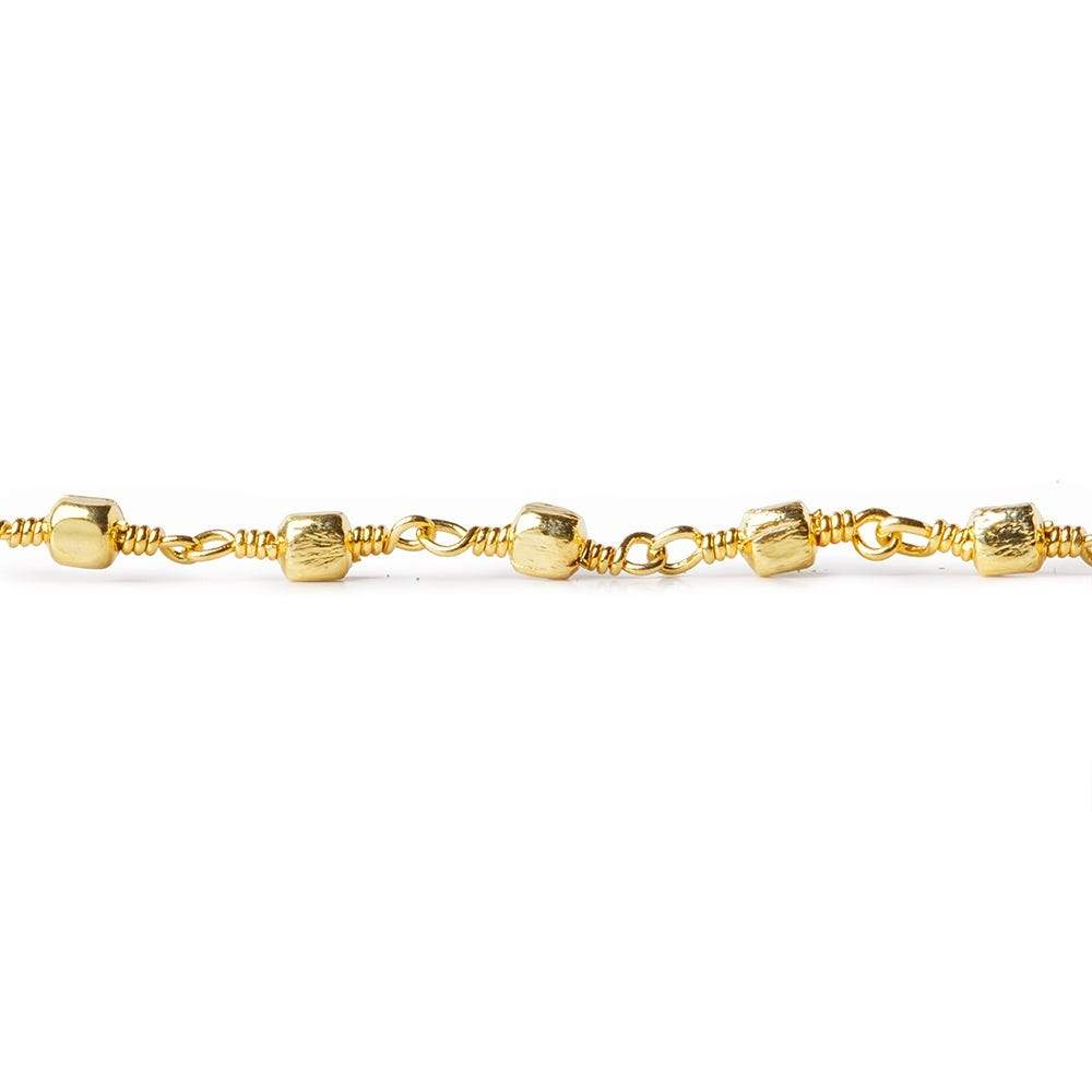 3mm 22kt Gold plated Brushed Cube Gold plated Chain by the foot