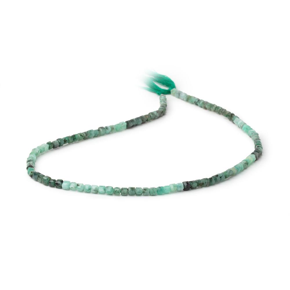 3mm Brazilian Emerald Micro Faceted Cube Beads 12.5 inch 108 pieces A