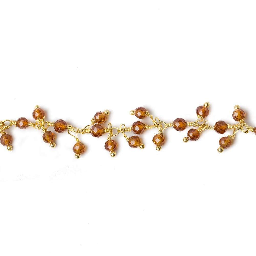 3mm Spessartite Garnet micro-faceted round Gold Dangling Chain by the foot
