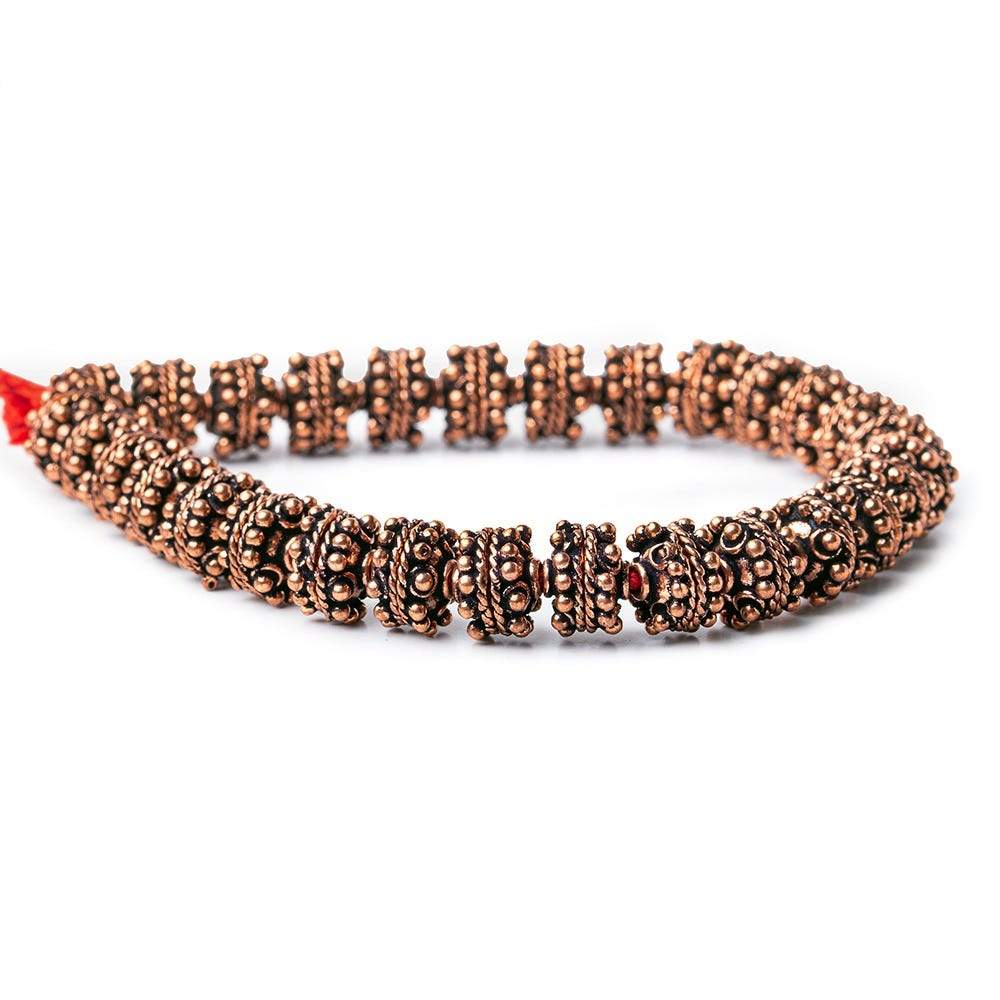 3x9x9mm Antiqued Copper Bead Cap with Bali Granulated Design 8 inch 56 pcs