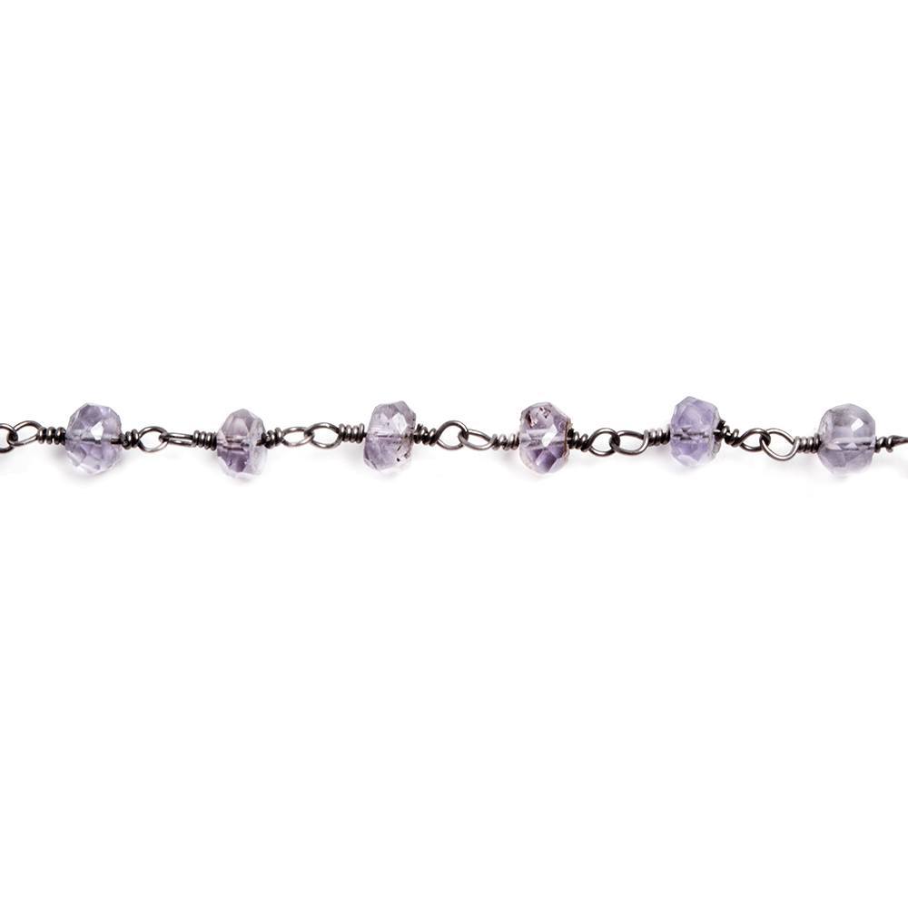 4-4.5mm Amethyst faceted rondelle Black Gold plated Chain by the foot 37 pcs