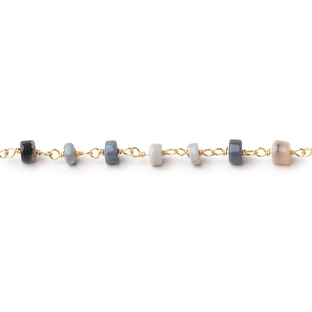 4-4.5mm Australian Opal Plain Heishi Beads on Vermeil Chain