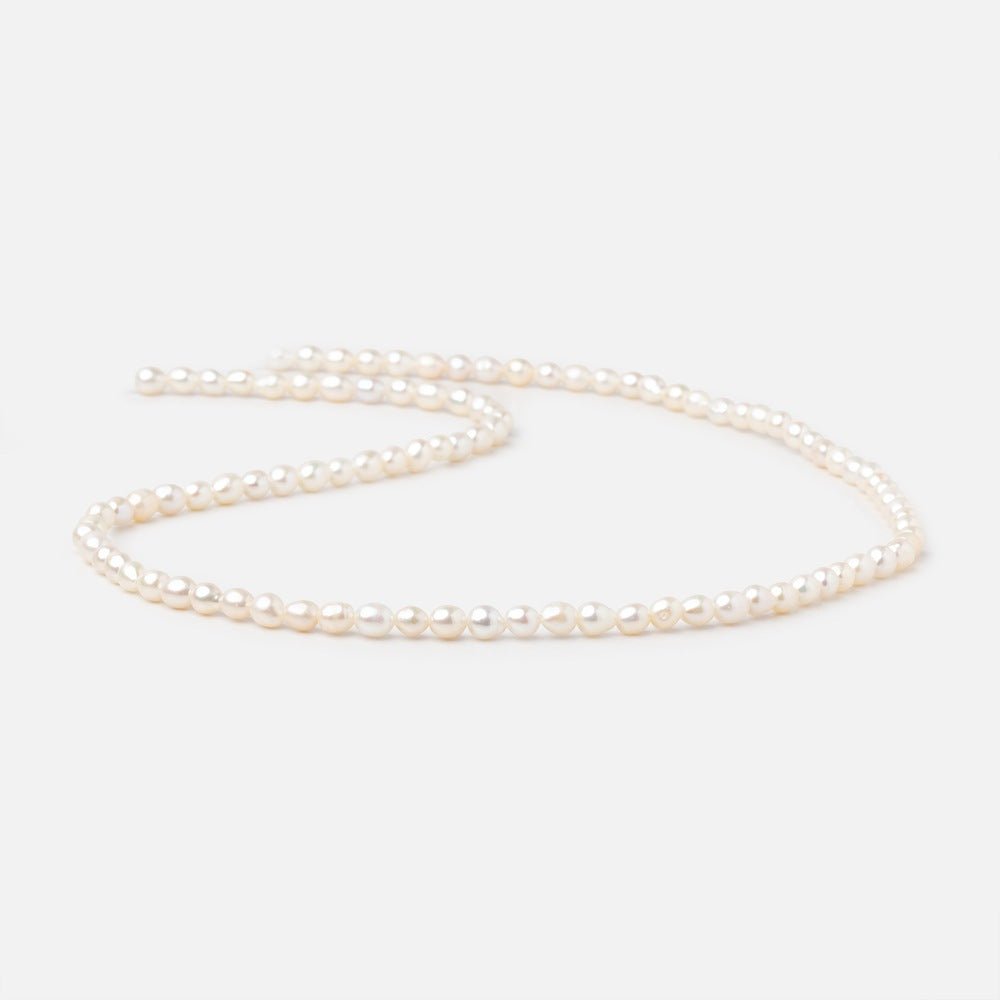 4-4.5mm Creamy White Straight Drill Oval Freshwater Pearls 15.25 inch 98 Beads