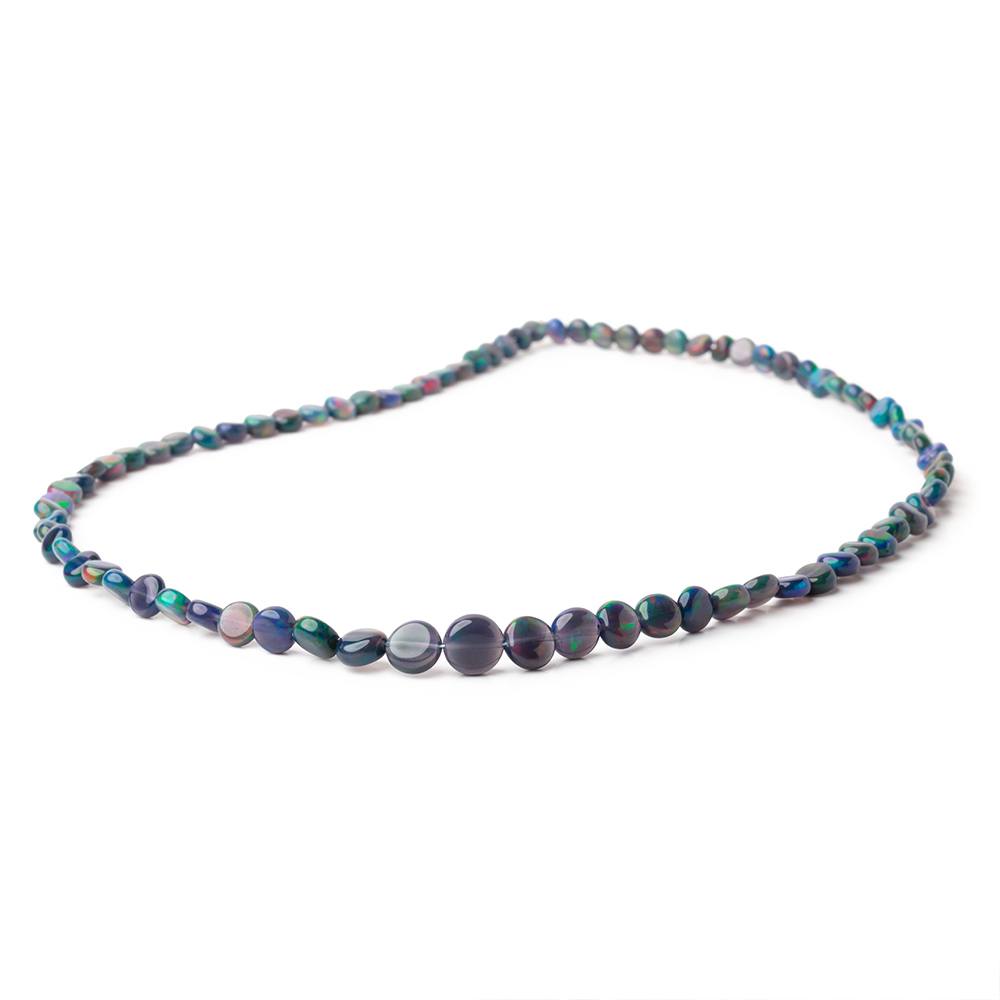 4-7mm Black Ethiopian Opal Plain Coin Beads 15.5 inch 81 pieces AA