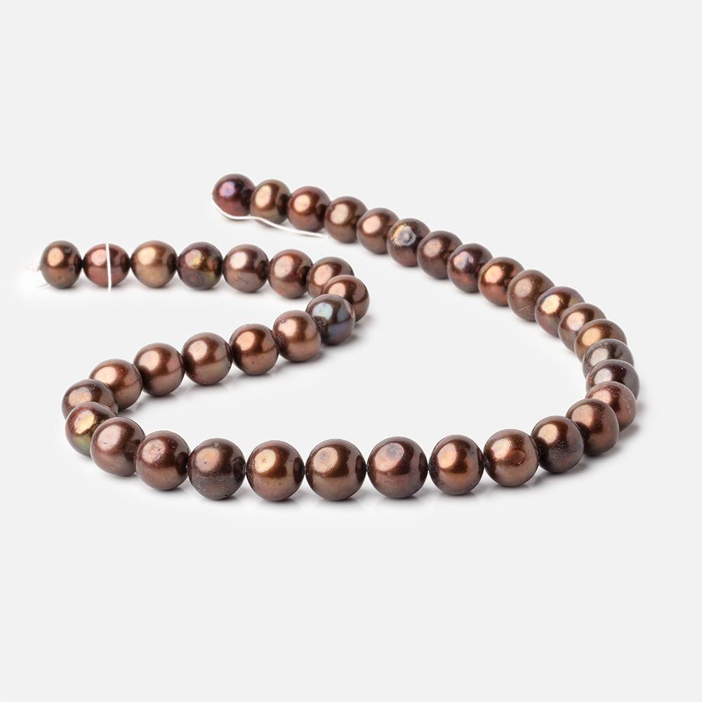 10x9-11x9mm Chocolate Off Round Freshwater Pearl Beads 15 inch 41 pieces