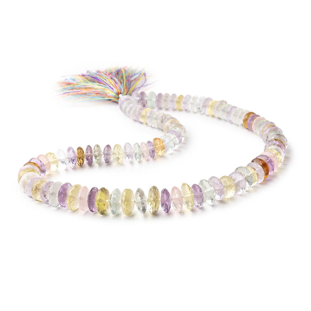 8-12mm Multi Gemstone German Faceted Rondelles 16 inch 93 Beads AAA