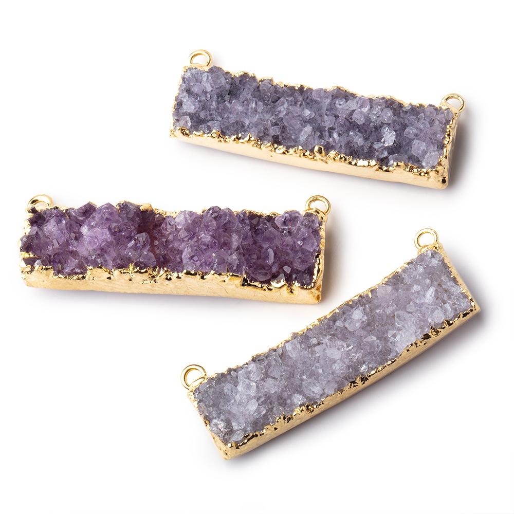 41x11mm 22kt Gold Leafed Light Amethyst East West Connector 1 Focal Bead