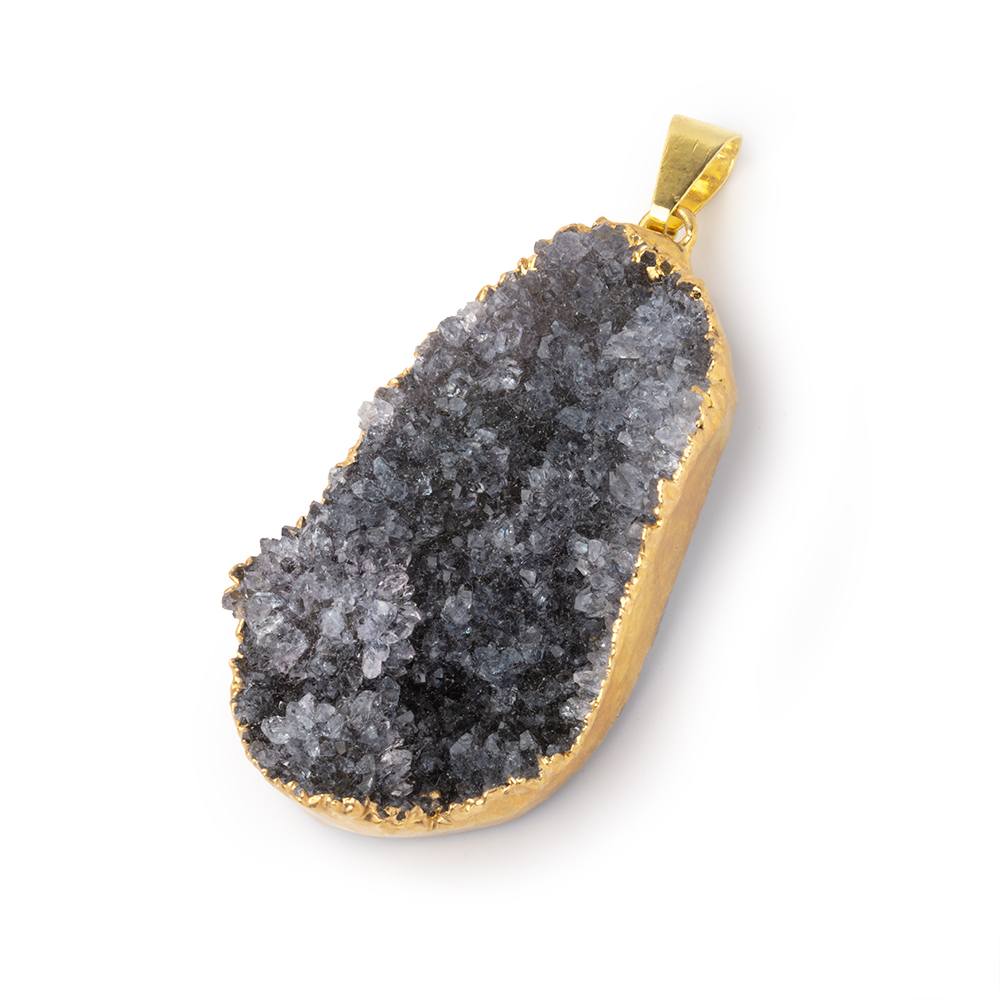 41x22mm Gold Leafed Amethyst Drusy Pendant 1 focal piece
