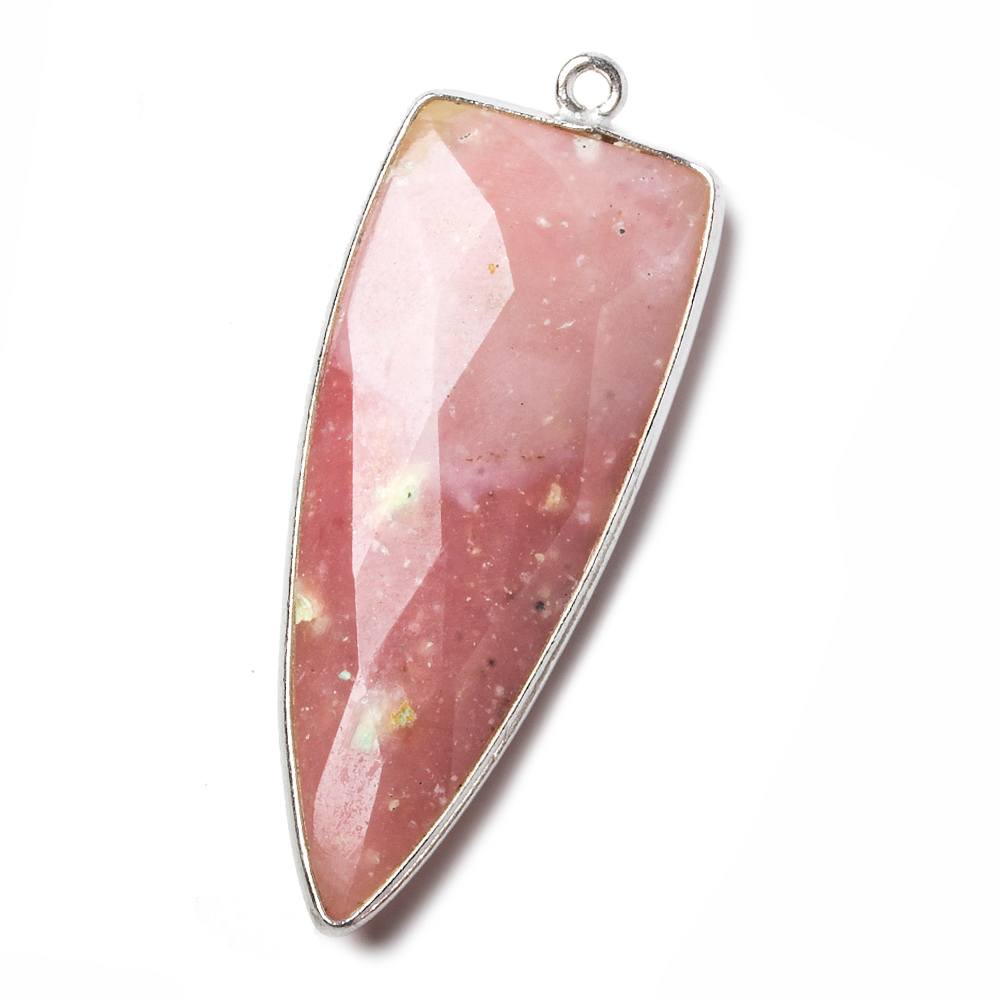 42x16mm Silver .925 Bezel Pink Peruvian Opal Point 1 ring Pendant 1 piece
