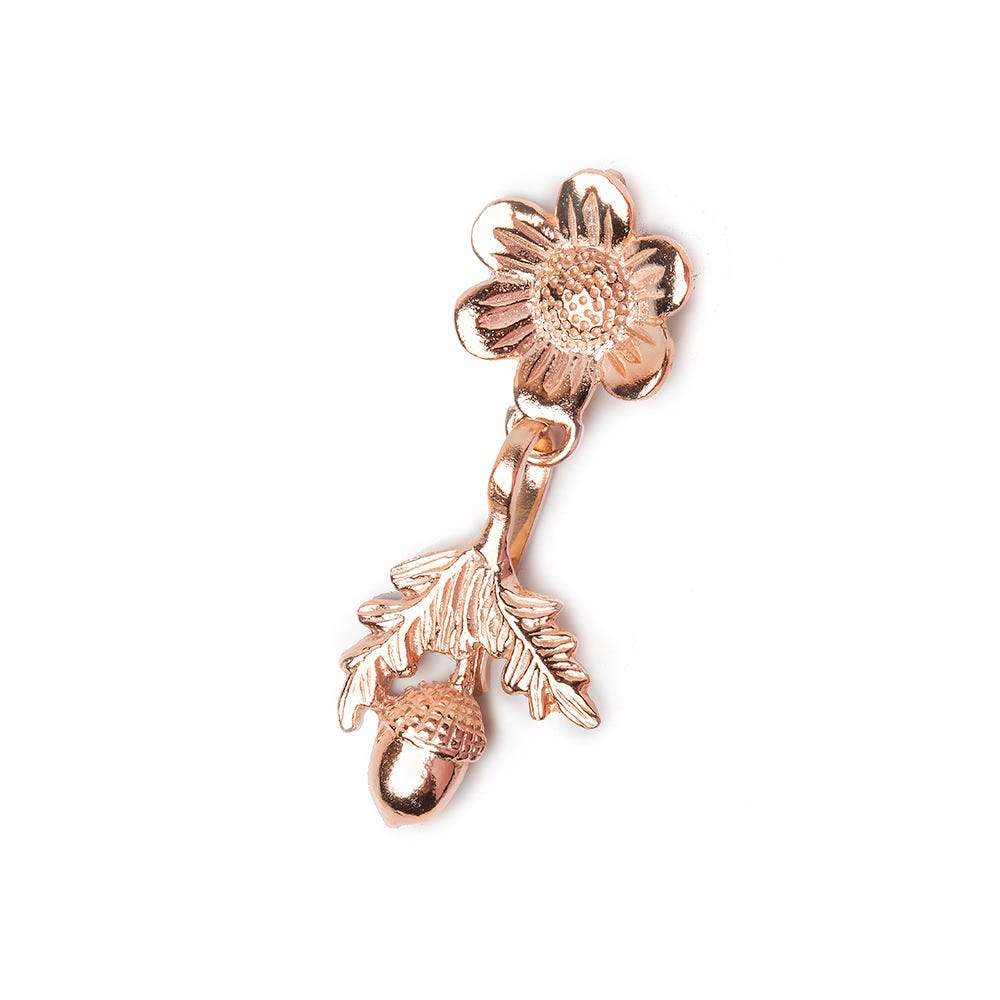 42x17mm Rose Gold plated Sterling Silver Hook & Eye Clasp Daisy and Acorn