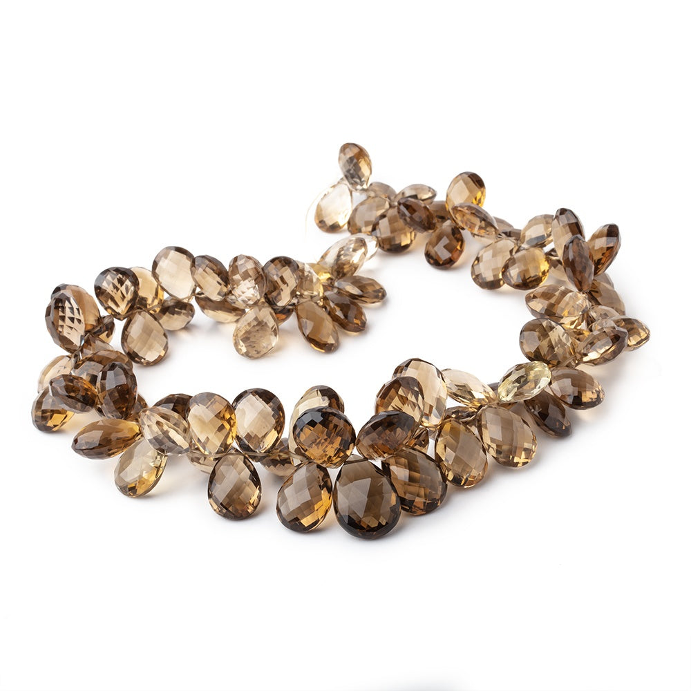 12x8-17x12mm Dark Whiskey Quartz Faceted Pear Beads 14 inch 87 pieces AAA