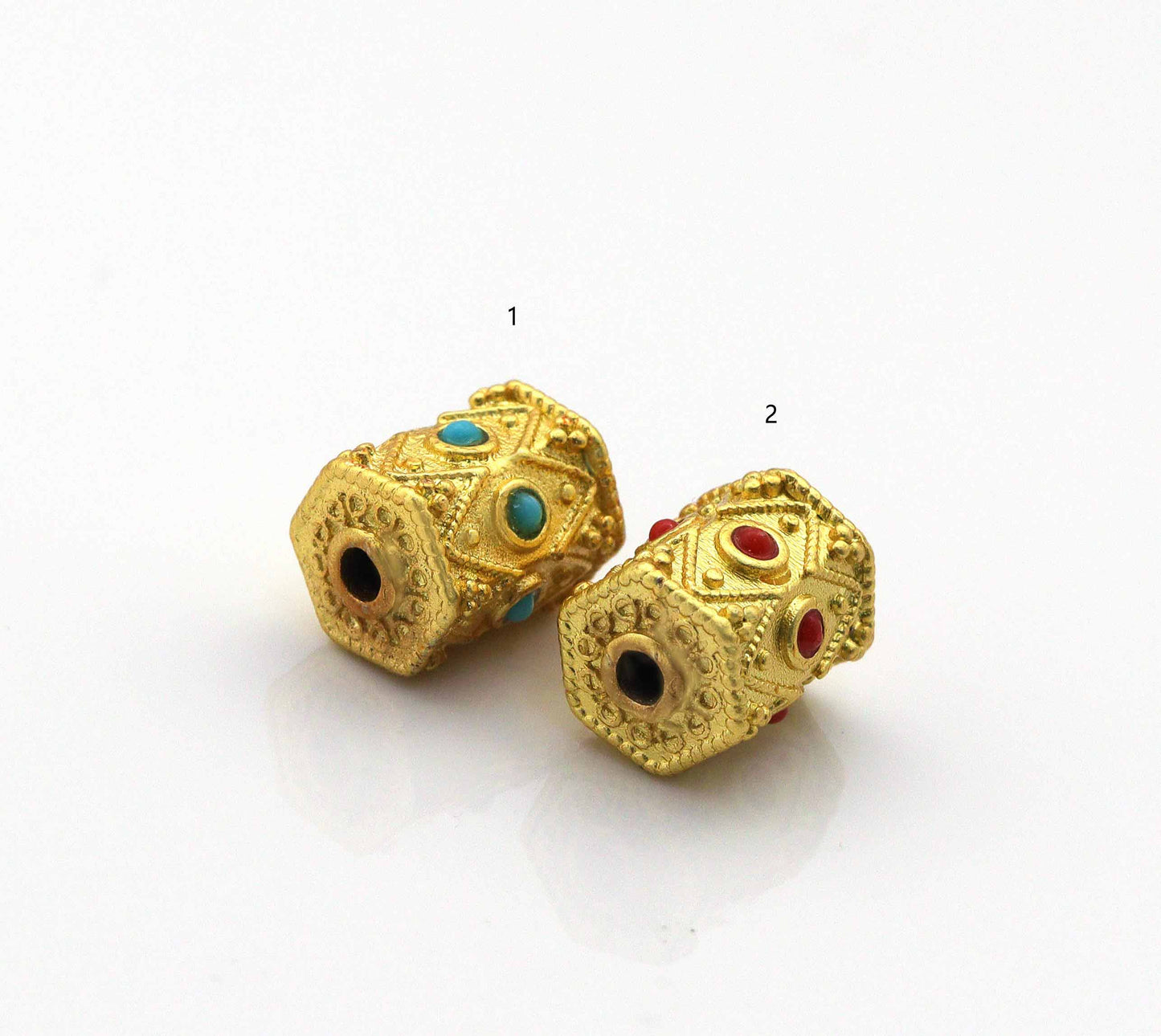 Gold Enamel Hexagon Tube Spacer Beads, Sku#LX61