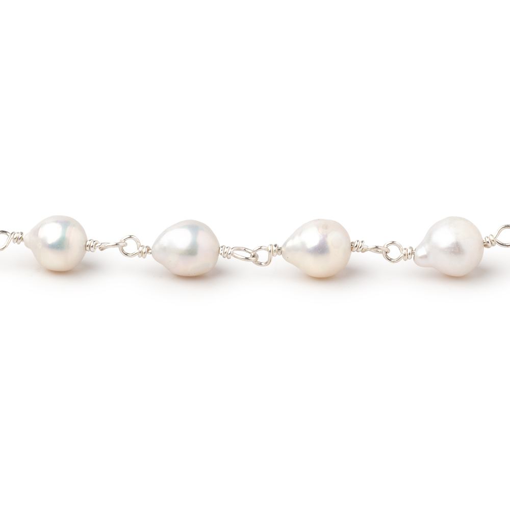 6x5.5-6.5x6mm Off White Petite Ultra Baroque Pearls on .925 Silver Chain