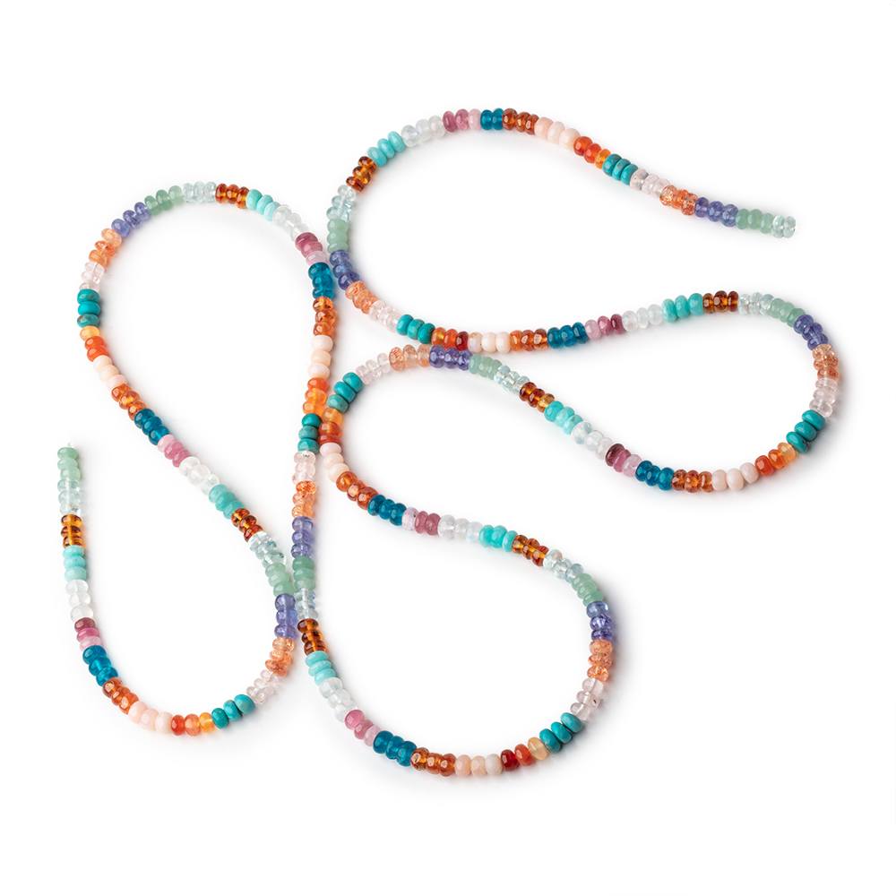 4.5mm Multi Gemstone Plain Rondelle Beads 36 inch 330 pieces AA