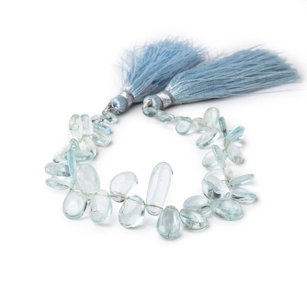 4.5x3-13x9mm Aquamarine Plain Freeshape Beads 6.5 inch 38 pieces