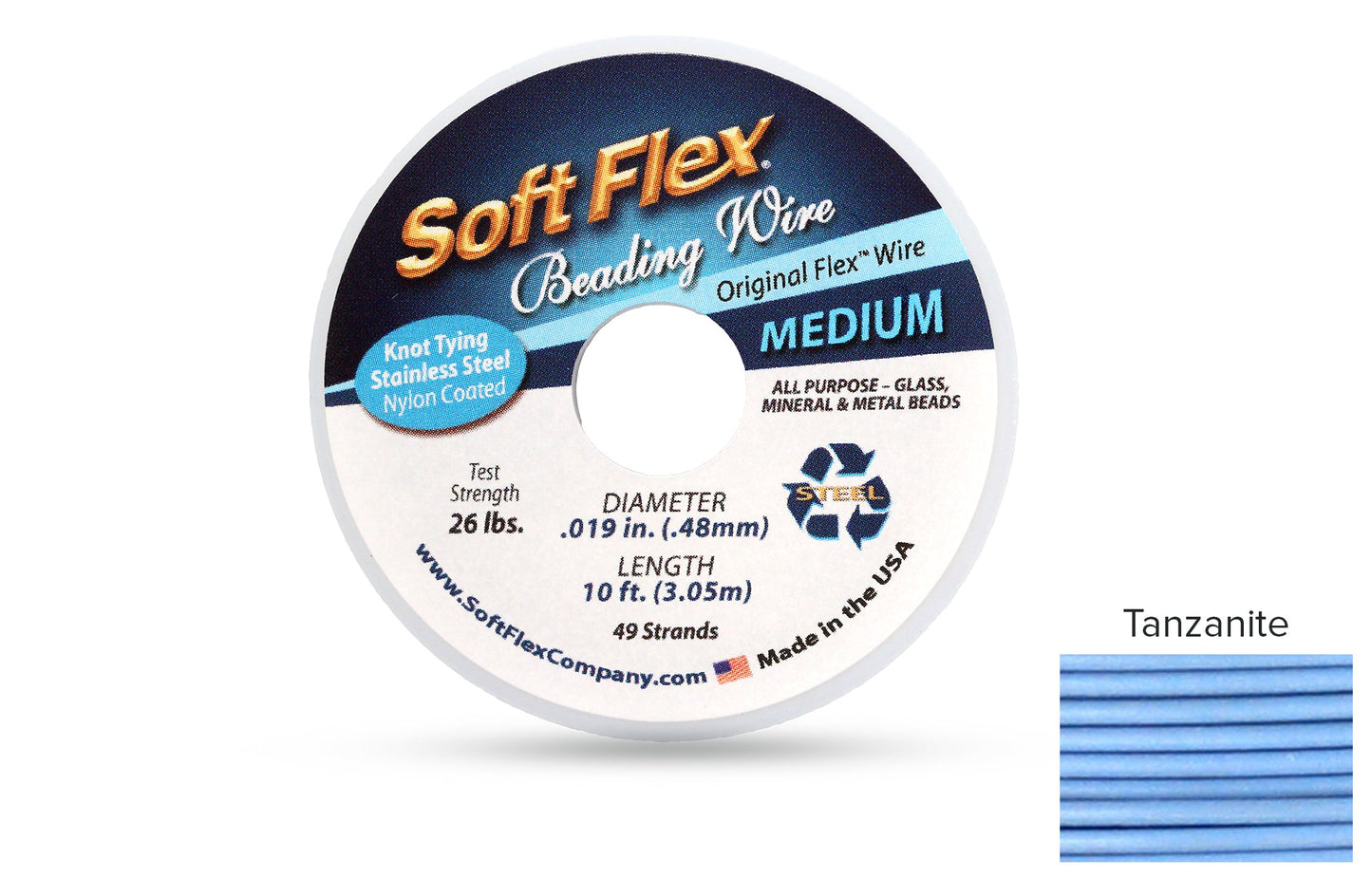 Soft Flex Beading Wire 49 Strand .019 Inch Tanzanite - 1spool
