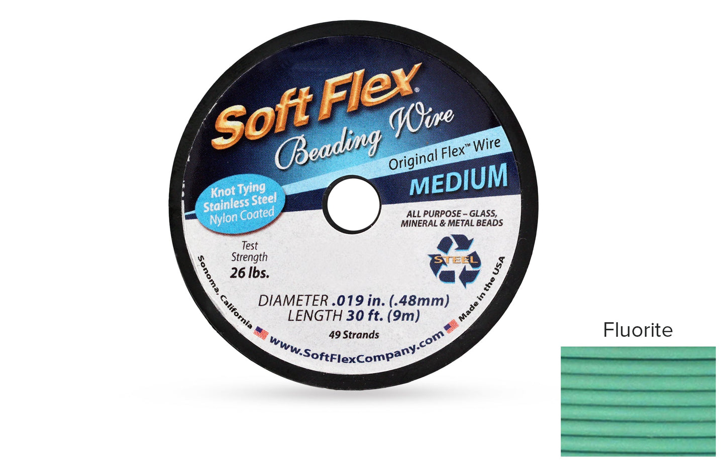 Soft Flex Beading Wire 49 Strand .019 Inch Fluorite - 1spool