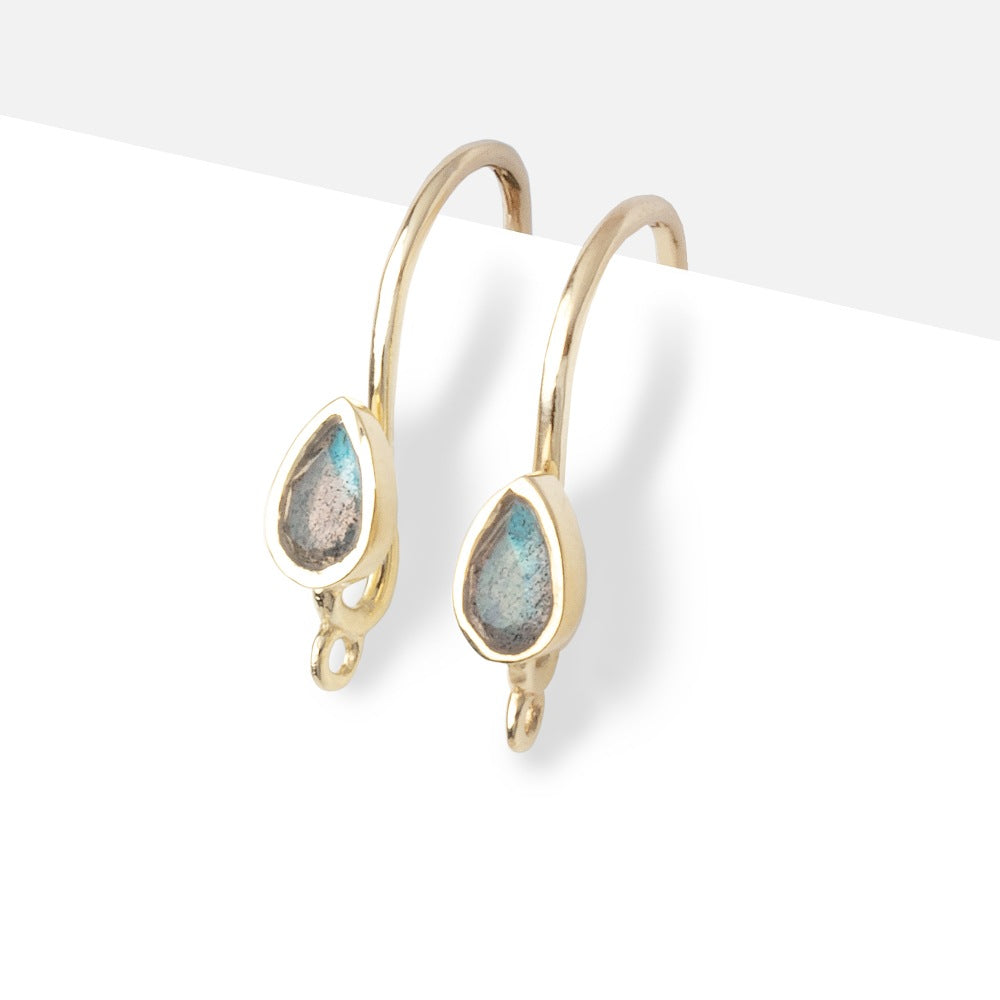 Vermeil Labradorite Tear Drop Earwire Set of 2 pieces