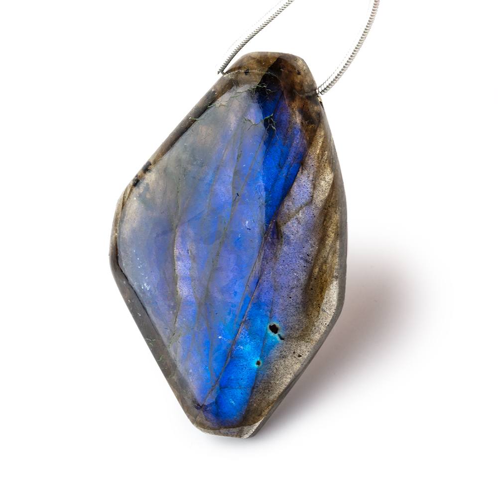 46x30mm Neon Blue Flash Labradorite Plain Fancy Shape Focal 1 Bead