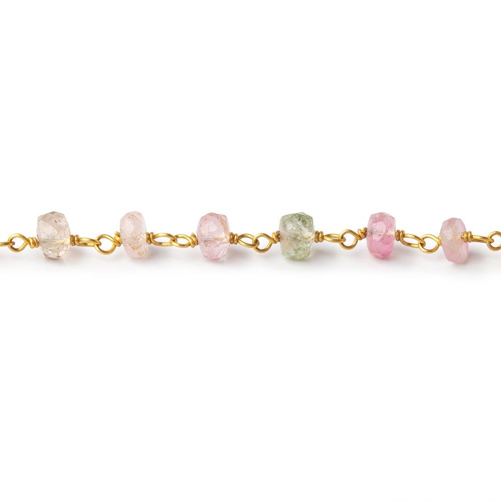4mm Afghani Tourmaline Faceted Rondelles on Vermeil Chain by the Foot