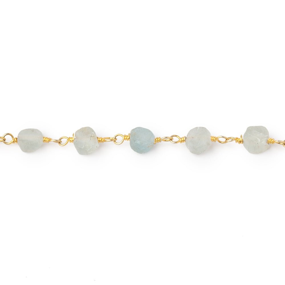 4mm Matte Beryl Hand-Cut Coins on Gold Plated Chain