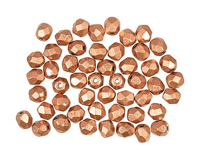 Fire Polish, Matte Copper, 4mm