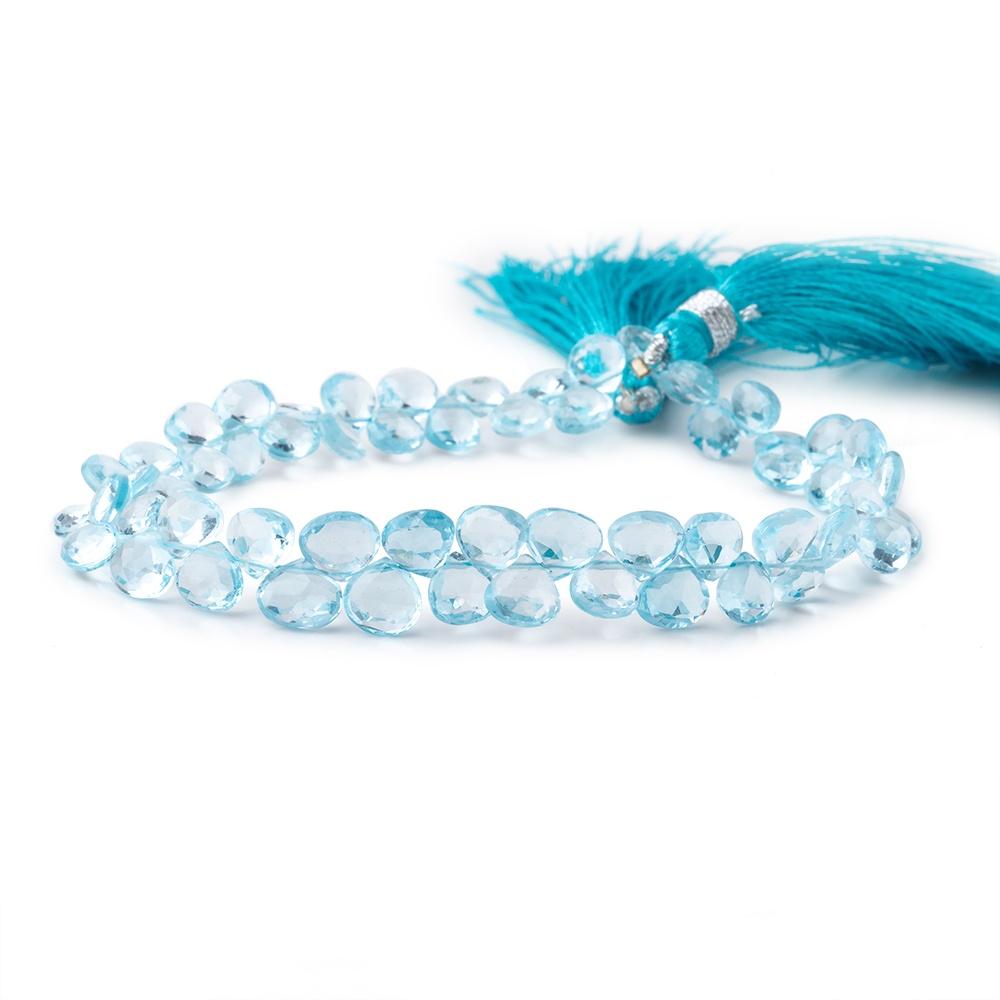 4x4-5x5mm Sky Blue Topaz Faceted Heart Beads 8 inch 58 pieces AAA