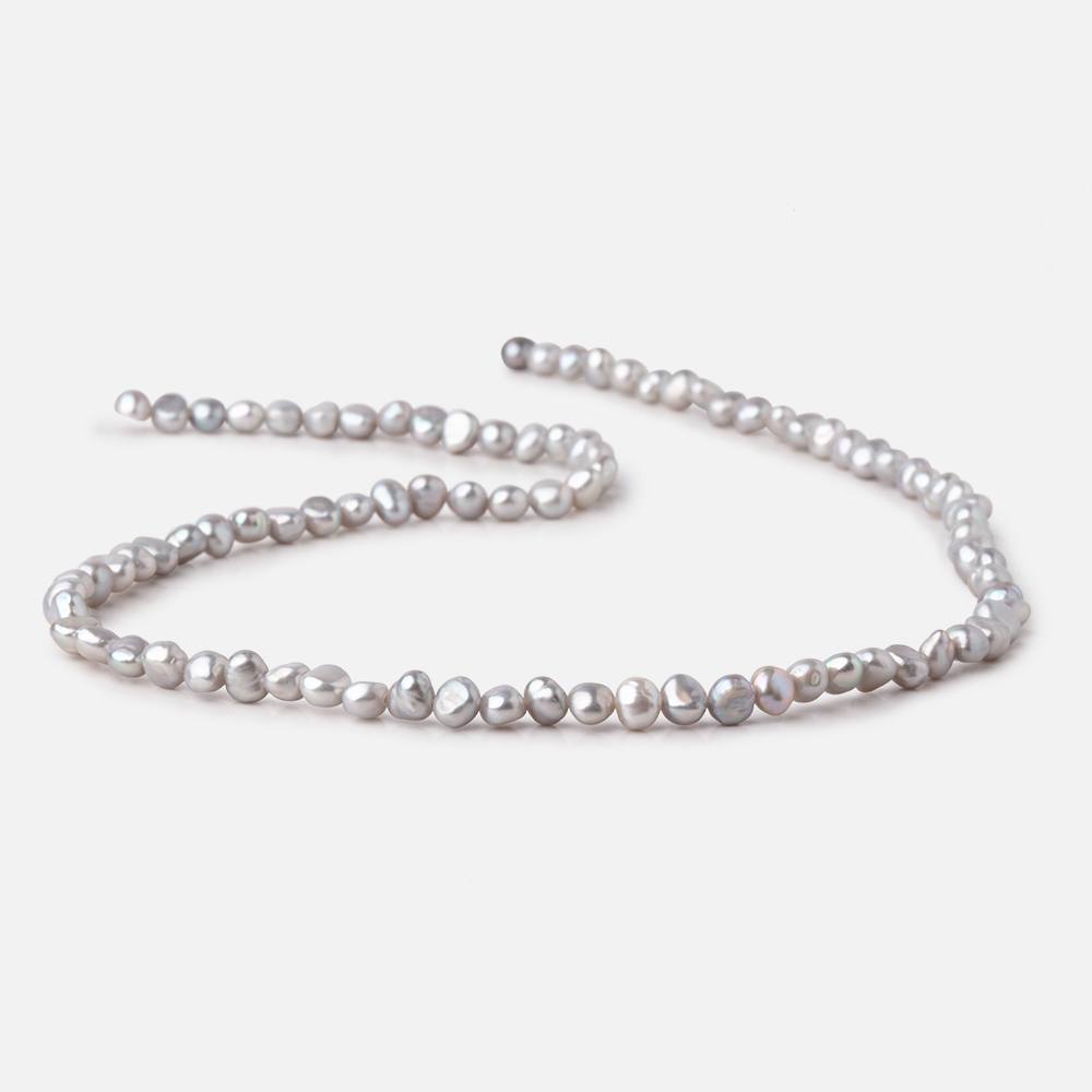5-6mm Silver Side Drill Baroque Freshwater Pearls 16 inch 82 Beads