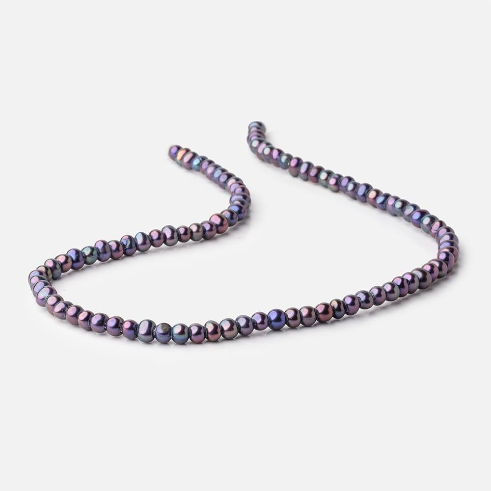 5-6mm Violet Peacock Off Round 2.5mm Large Hole Freshwater Pearl 85 pieces