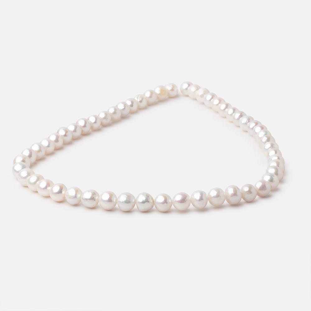 7.5-8.5mm Off White Chinese Akoya Saltwater Pearls 15.5 inch 52 pieces A
