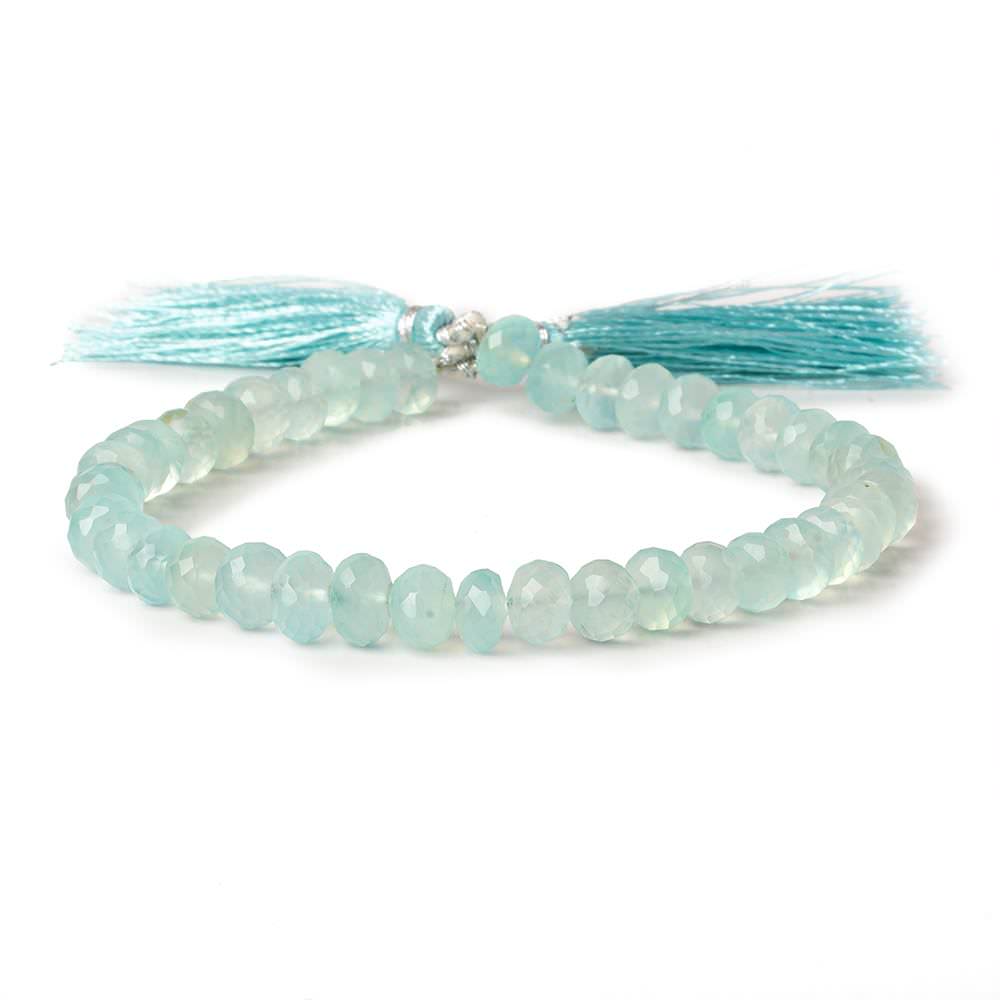 5.5-7mm Seafoam Green Chalcedony faceted rondelles 8 inch 40 beads AAA