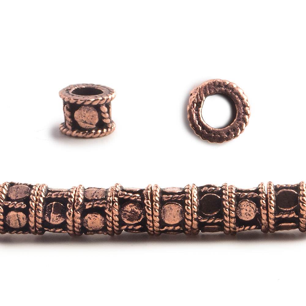 5mm Dotted Cylinder Tube Beads 8 inch 48 pieces