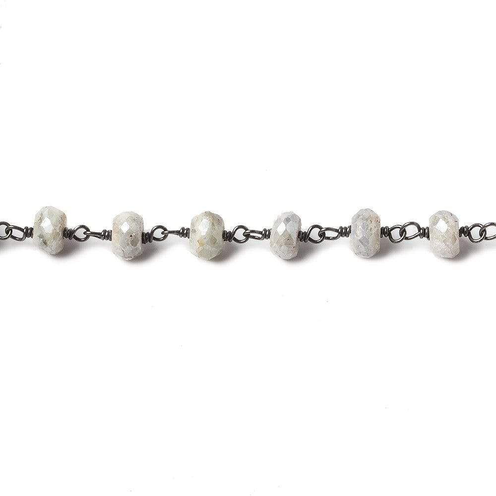 5.5mm Mystic Sapphire Faceted rondelle Black Gold over .925 Chain