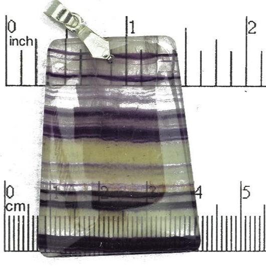 34mm x 47mm Purple Fluorite Ladder Rectangle Pendant - With Bail - Semi Precious Stone - SP724