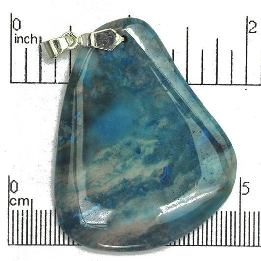 32-50mm Blue Crazy Lace Agate Free Form Tear Drop Pendant - With Bail - Semi Precious Stone - SP735