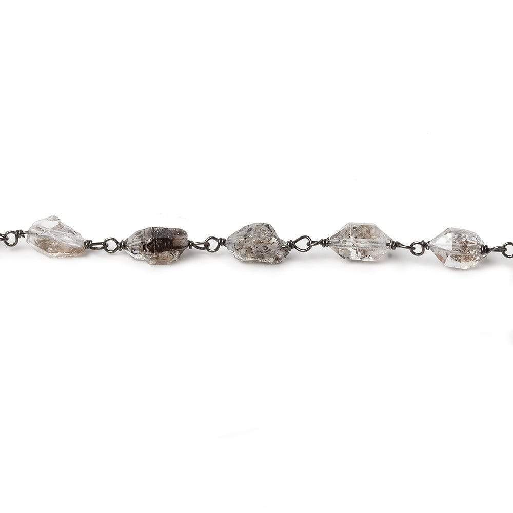 5x4-7x5mm Double Terminated Quartz Crystal Black Gold plated Chain by the foot