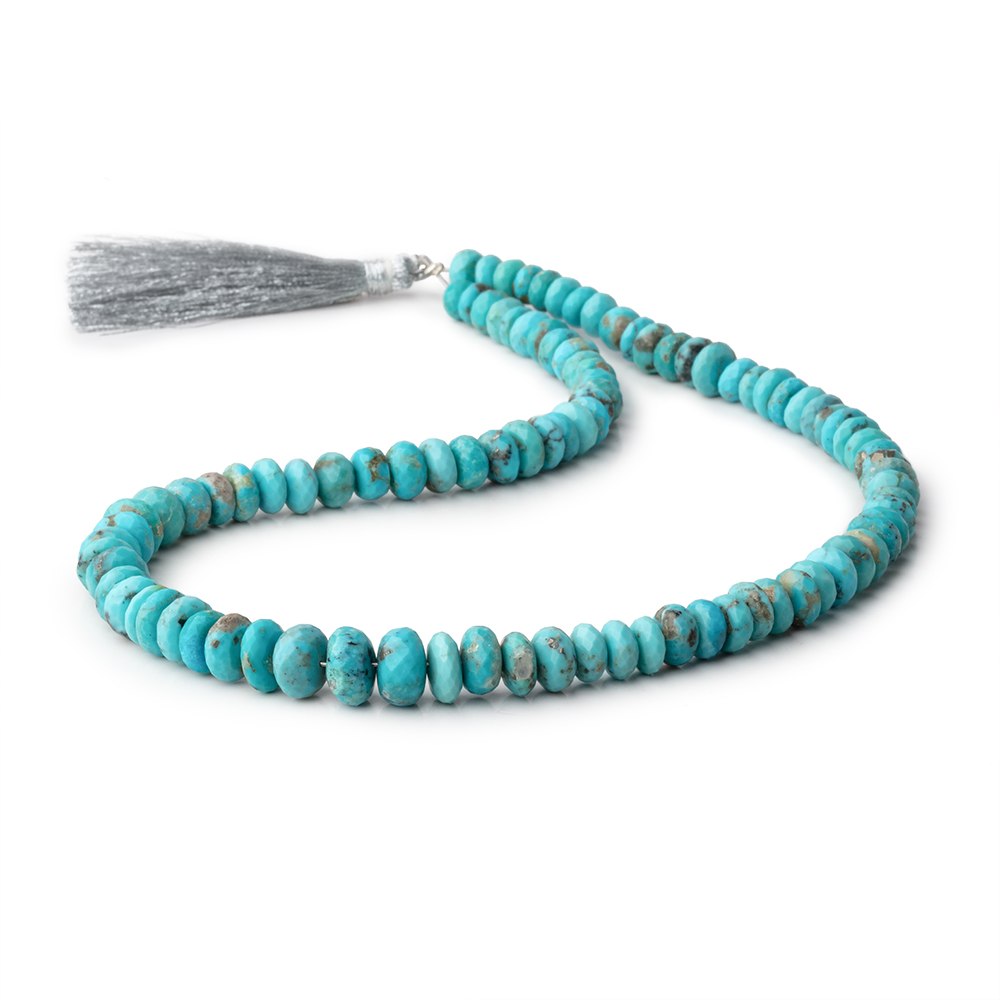 6-10mm Sleeping Beauty Turquoise Faceted Rondelle Beads 16 inch 100 pieces AA