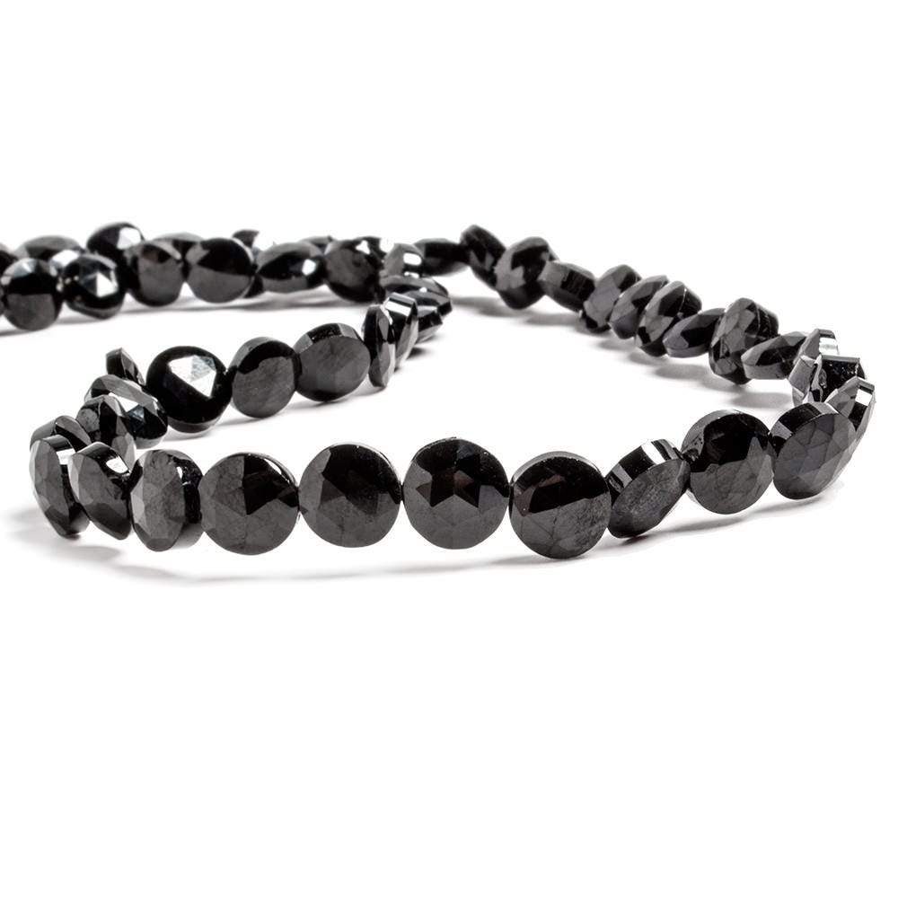6-6.5mm Black Spinel Beads Faceted Coin 13 inch 51 pieces
