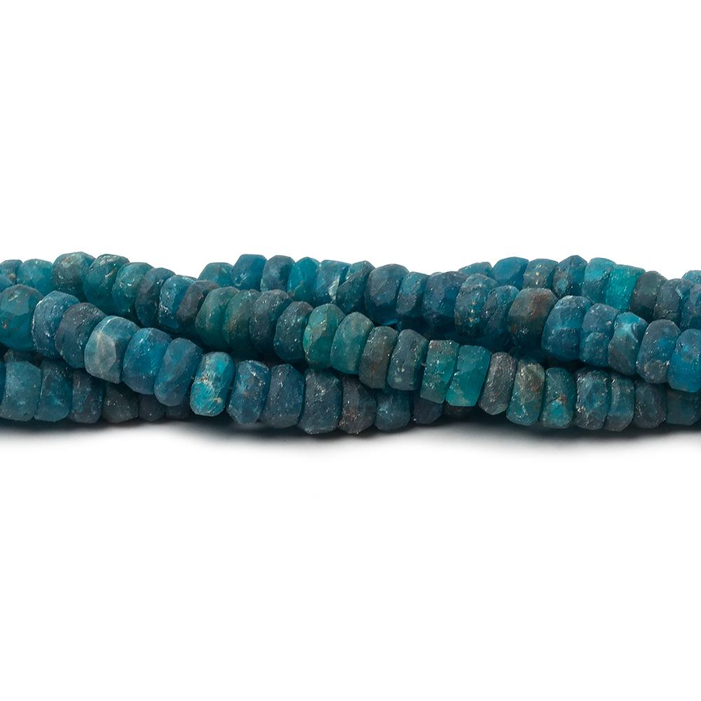 6-7mm Matte Neon Apatite 1mm drill hole faceted rondelle beads 8 inch 58 pcs