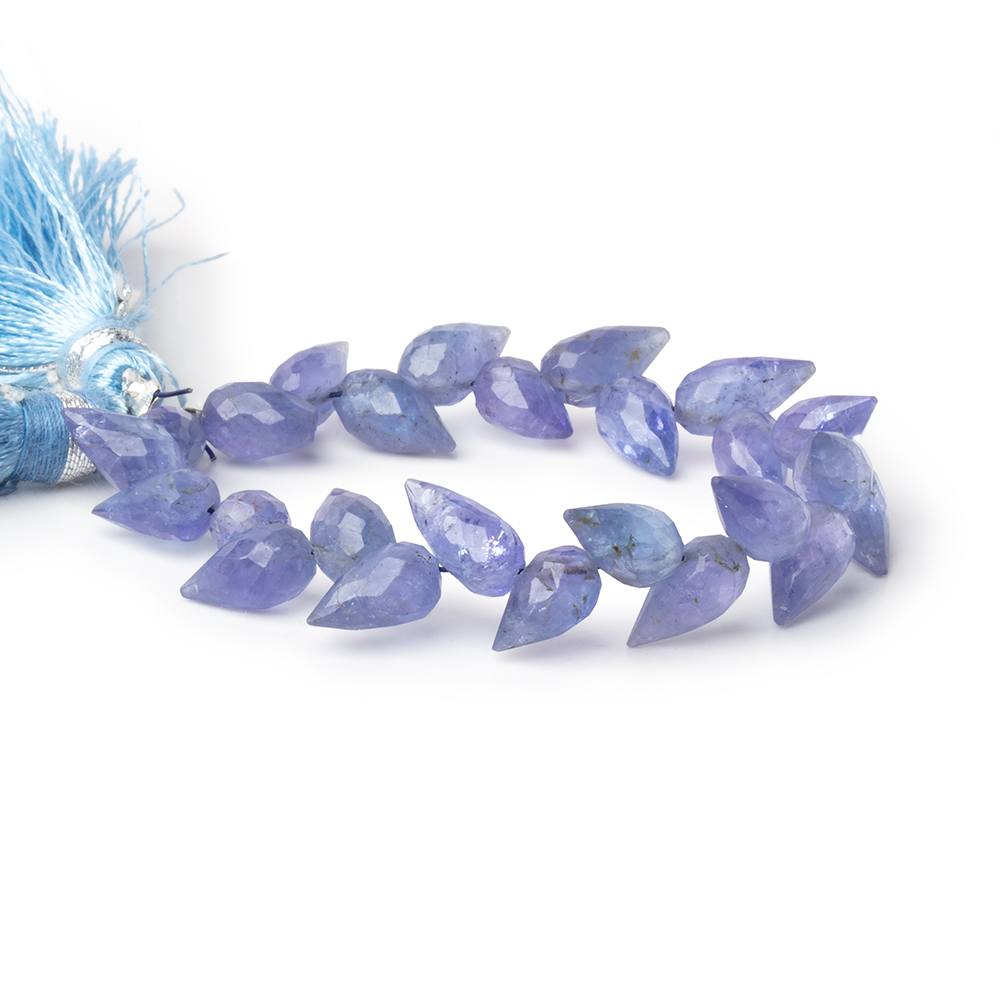 6-7mm Tanzanite Shoulder Drill Faceted Tear Drop 3.75 inch 20 Beads AA