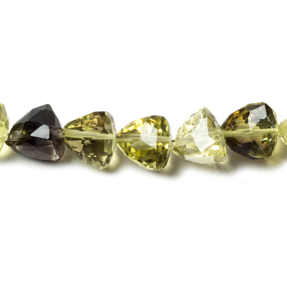 6-8mm BiColor & Lemon Quartz straight drill faceted trillions 15 in. 58 beads AA