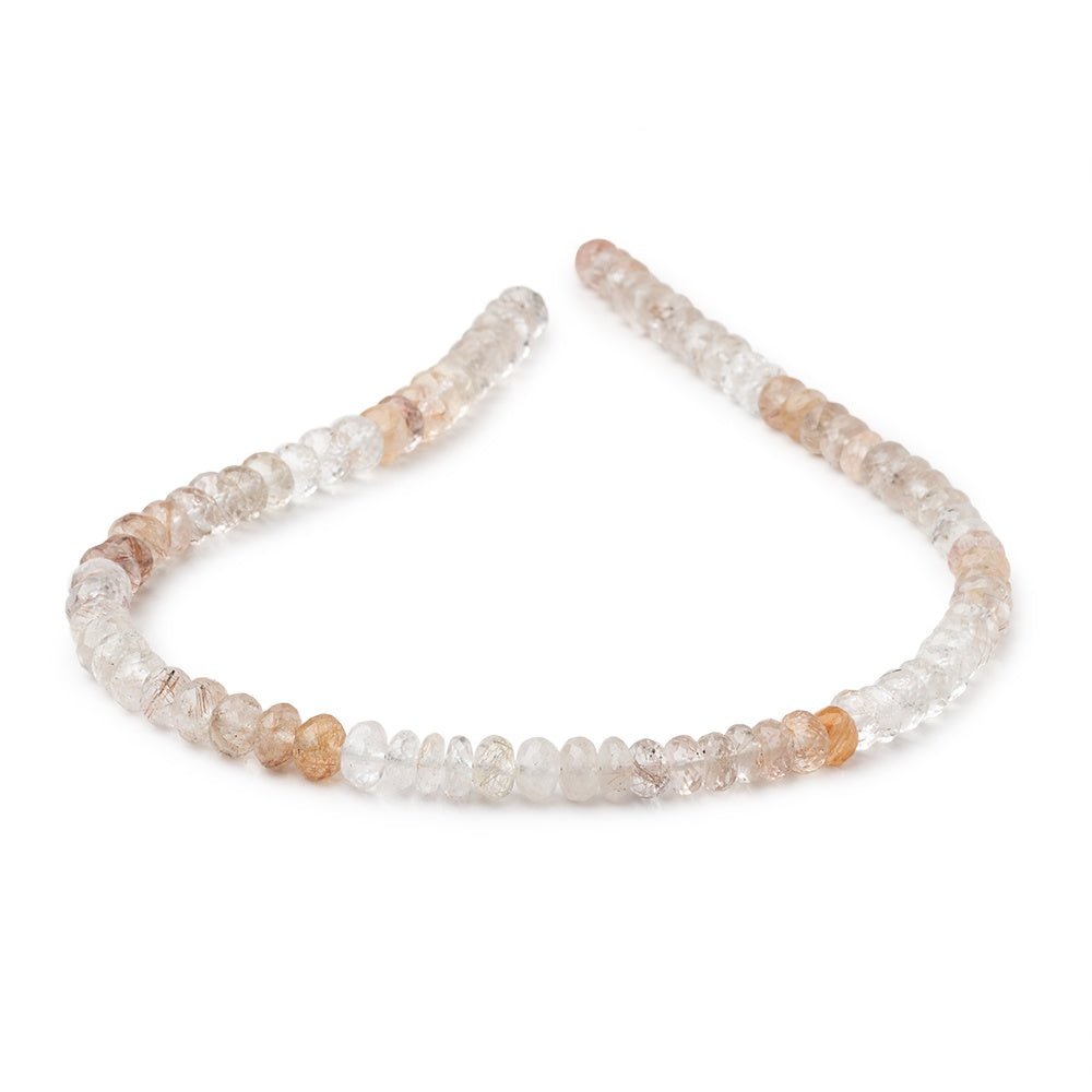 6.5mm Copper Rutilated Quartz Faceted Rondelle Beads 14 inch 74 pieces