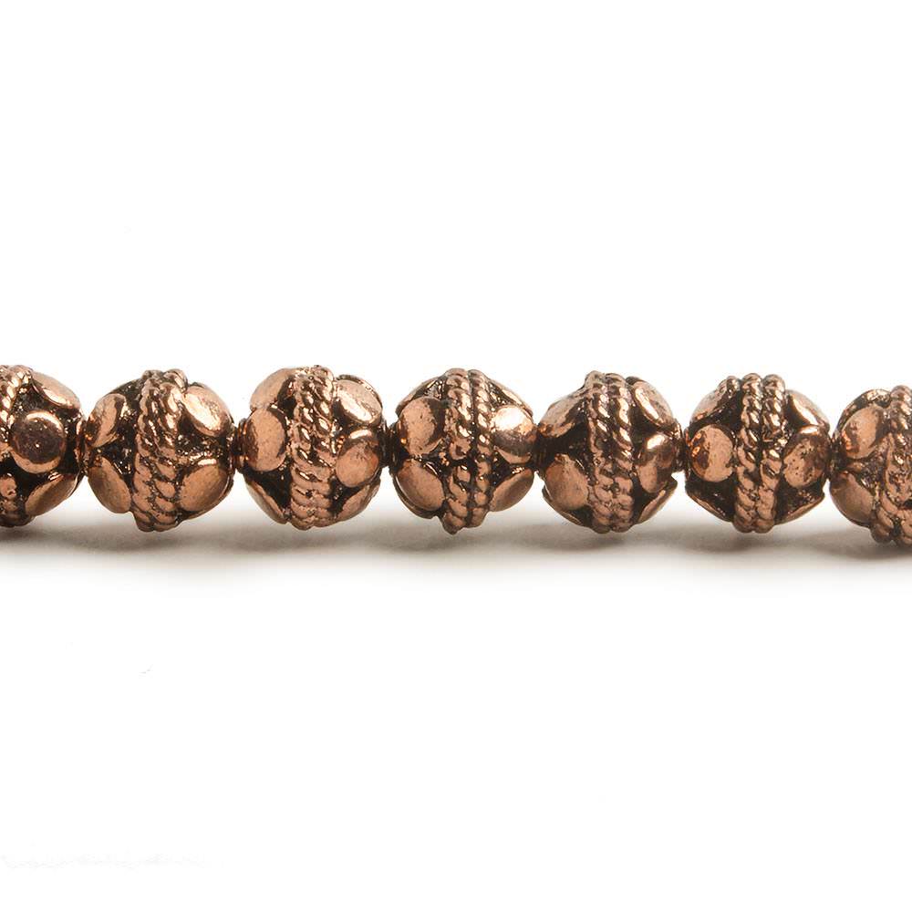 6mm Copper Round Bali Design 8 inch 33 pcs