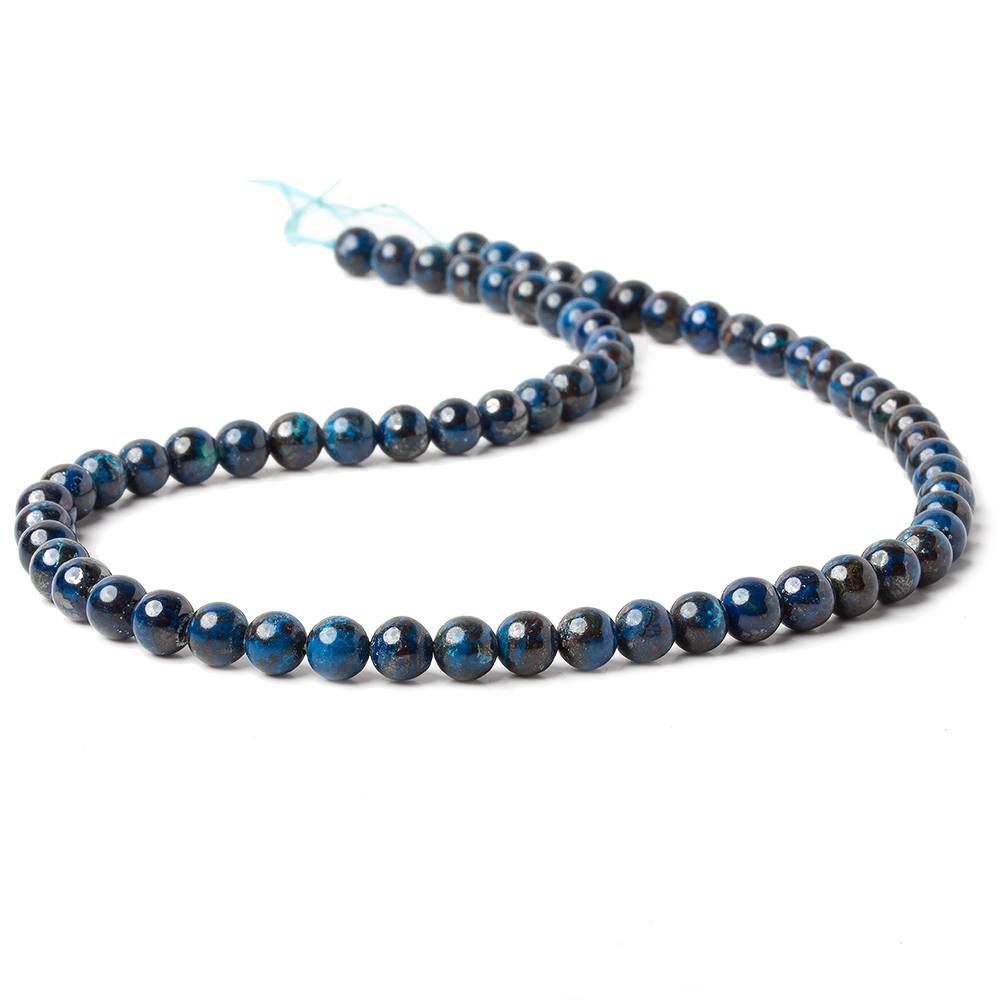 6mm Dark Chrysocolla Plain Rounds 16 inch 67 beads AA