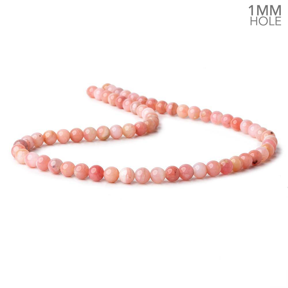 6mm Dark Pink Peruvian Opal plain round large hole beads 16 inch 69 pieces A