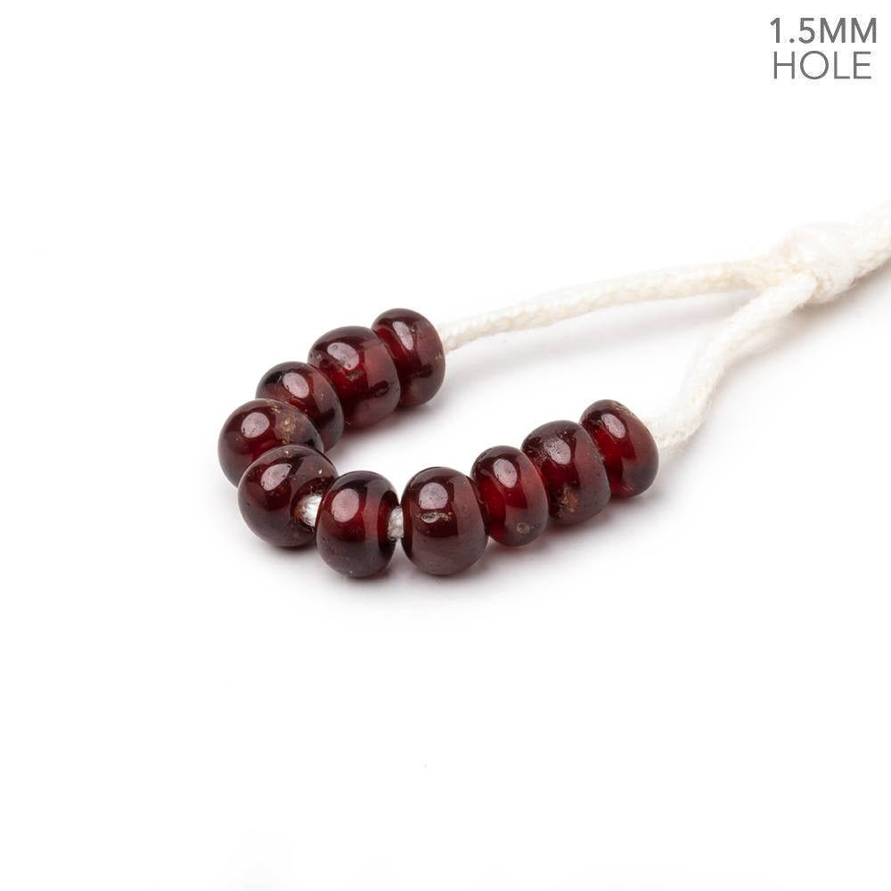6mm Garnet 1.5mm Large Hole Plain Rondelle Set of 10