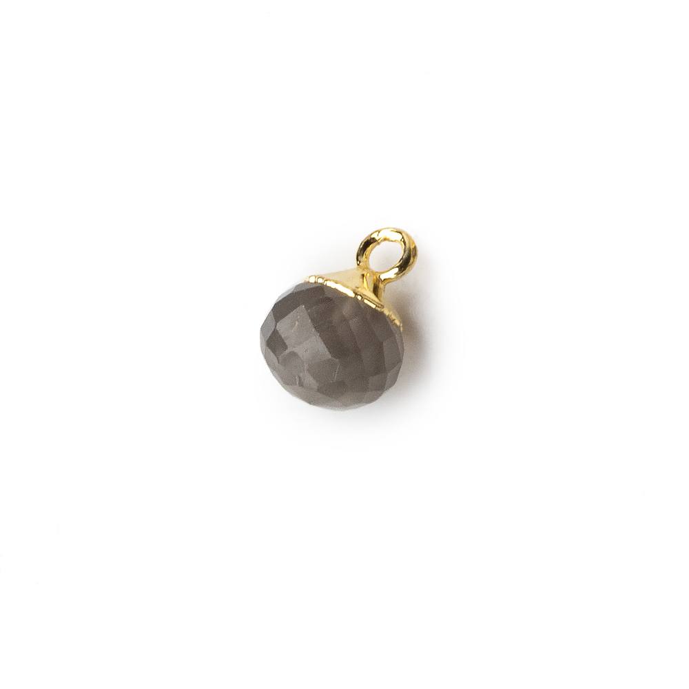 6mm Gold Leafed Platinum Grey Moonstone Candy Kiss focal bead Pendant sold as 1 piece
