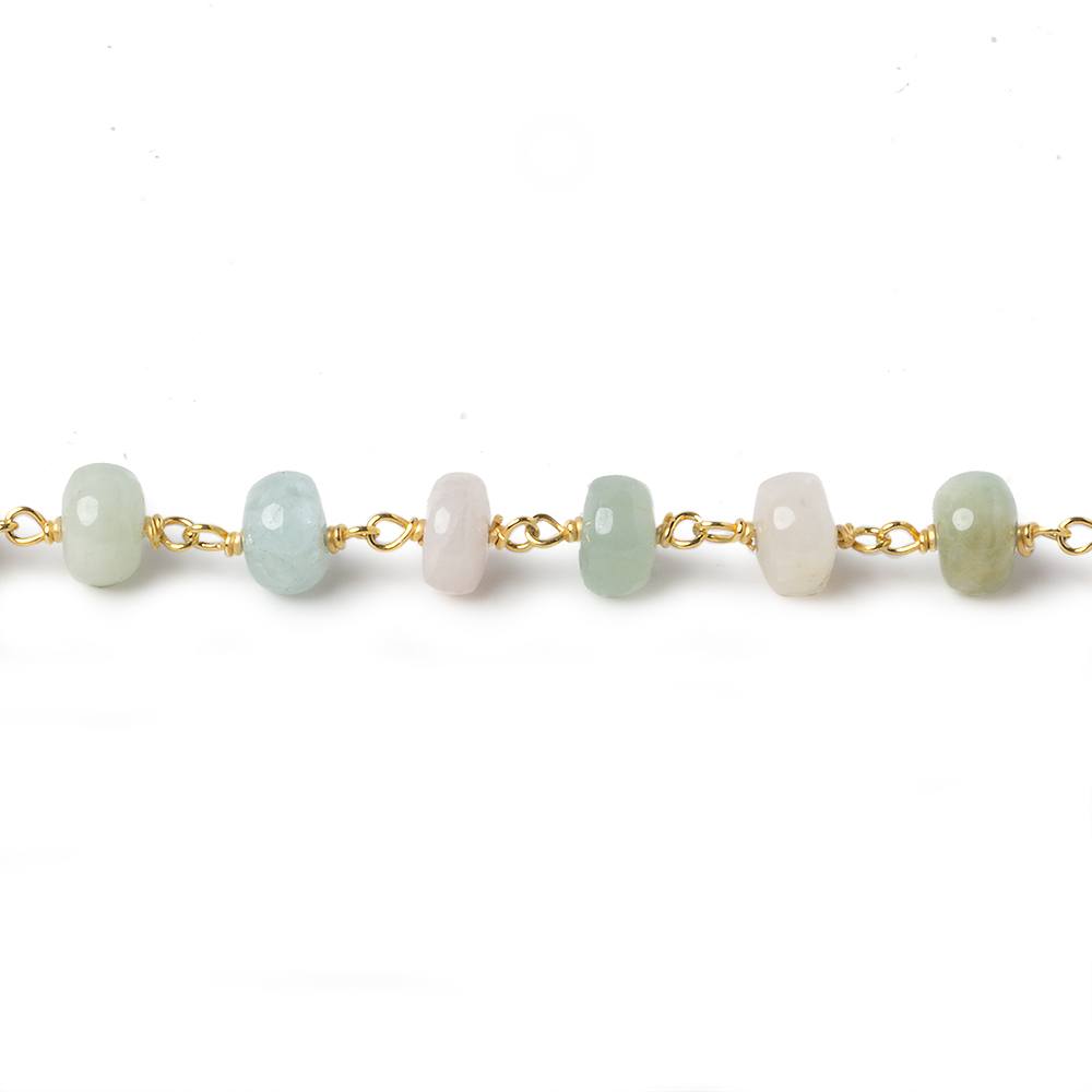 6mm Multi Beryl plain rondelle Vermeil Chain by the foot 37 beads